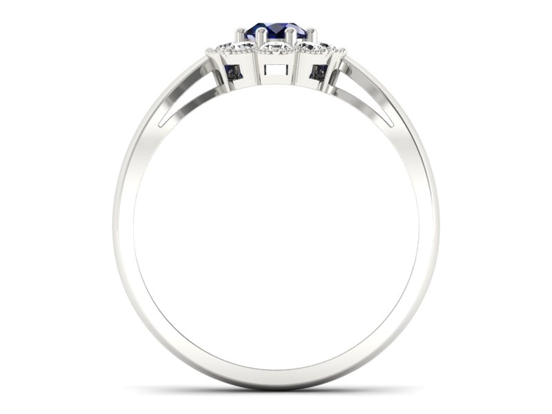 Pierścionek z szafirem i brylantami białe złoto - p16478bsz — zdjęcie 2