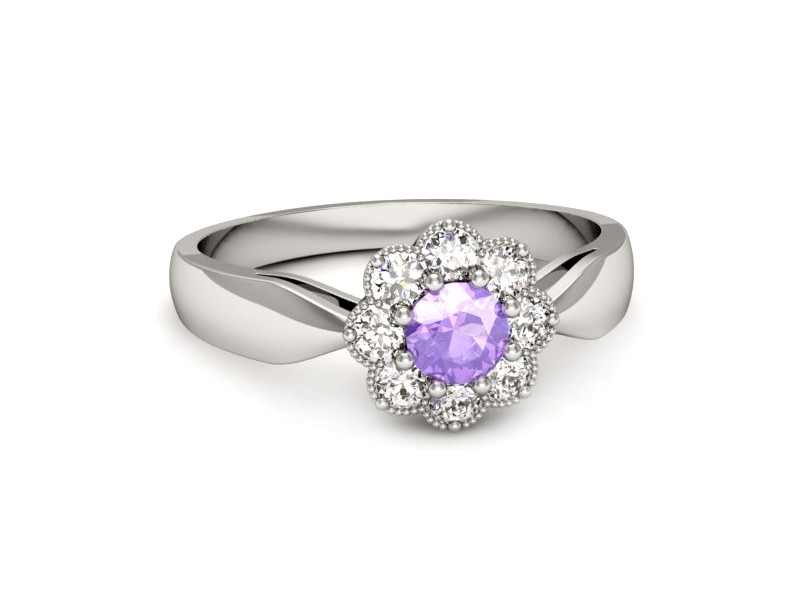 Pierścionek z tanzanitem białe złoto i brylantami - p16478bt — zdjęcie 5