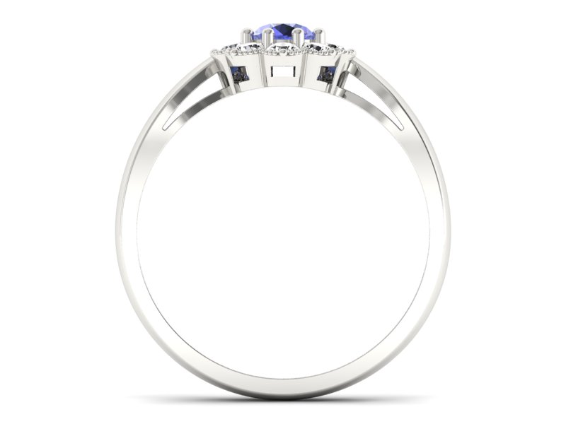 Pierścionek z tanzanitem białe złoto i brylantami - p16478bt — zdjęcie 2