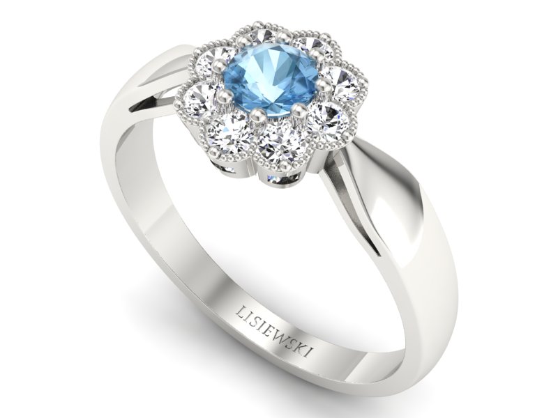Pierścionek z topazem i brylantami białe złoto - p16478btp — zdjęcie 3