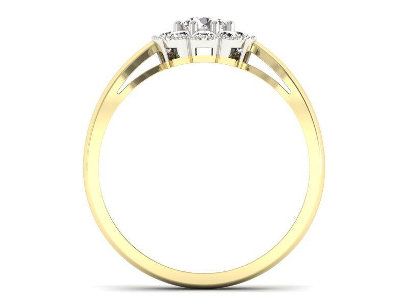 Pierścionek z diamentami żółte i białe złoto - p16478zb — zdjęcie 2