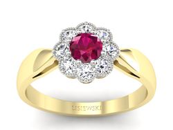 Pierścionek z rubinem i diamentami - p16478zbr