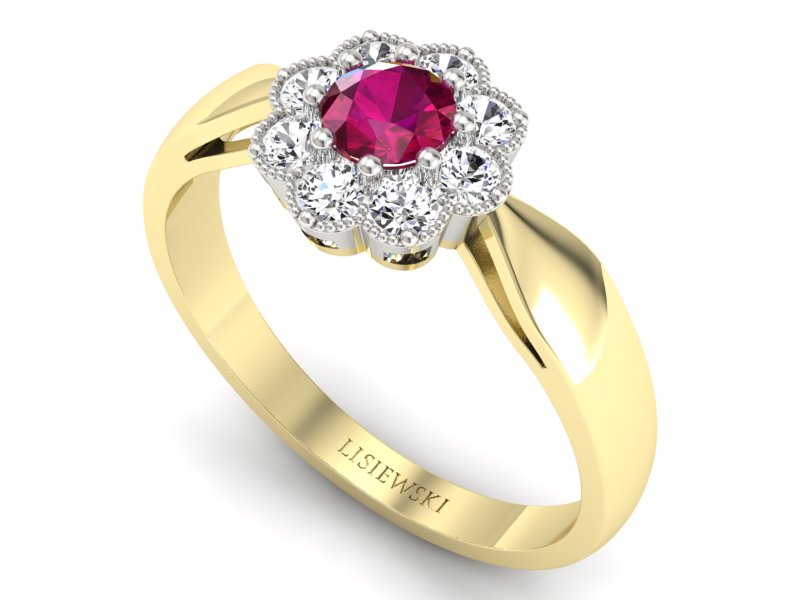 Pierścionek z rubinem i diamentami - p16478zbr — zdjęcie 3