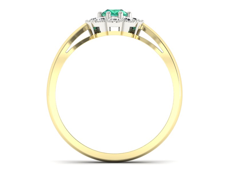 Złoty pierścionek ze szmaragdem i diamentami - p16478zbsm — zdjęcie 2