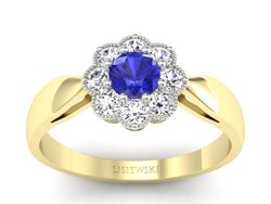 Pierścionek z szafirem i diamentami - p16478zbszc