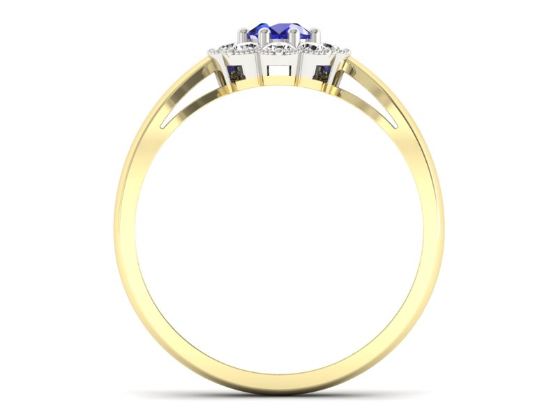 Pierścionek z szafirem i diamentami - p16478zbszc — zdjęcie 2