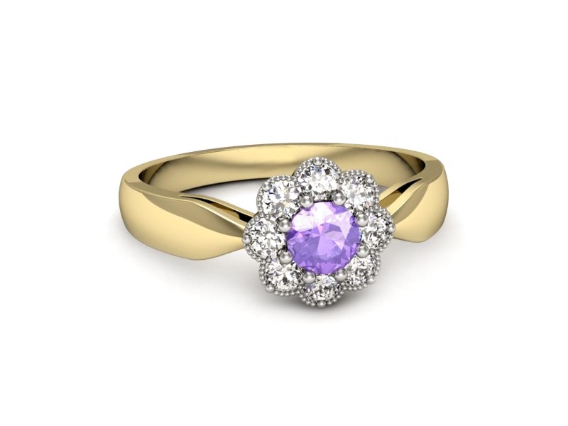 Pierścionek z tanzanitem i brylantami - p16478zbt — zdjęcie 5