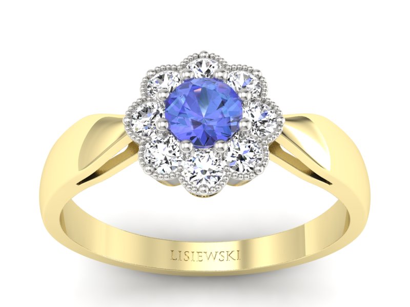 Pierścionek z tanzanitem i brylantami - p16478zbt