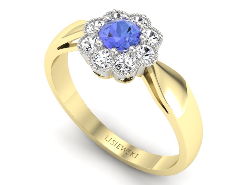Pierścionek z tanzanitem i brylantami - p16478zbt — zdjęcie 3