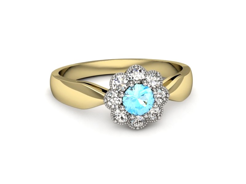 Pierścionek z topazem i brylantami - p16478zbtp — zdjęcie 5