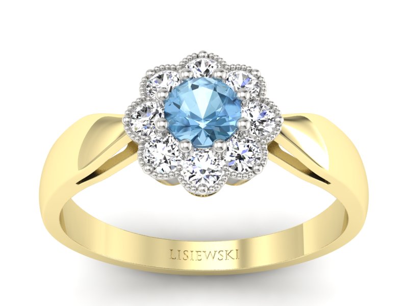 Pierścionek z topazem i brylantami - p16478zbtp