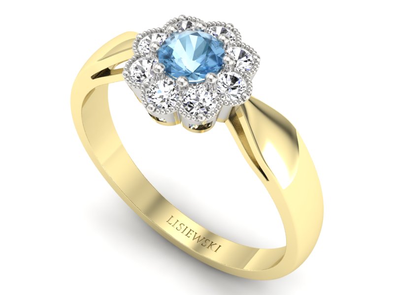 Pierścionek z topazem i brylantami - p16478zbtp — zdjęcie 3