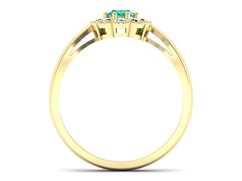 Złoty pierścionek ze szmaragdem i brylantami - p16478zsm — zdjęcie 2