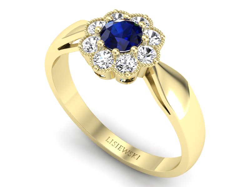 Pierścionek z szafirem i brylantami - p16478zsz — zdjęcie 3