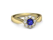 Złoty pierścionek z szafirem i diamentami - p16478zszc - 2