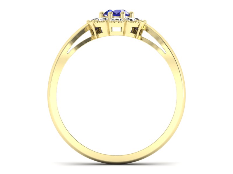 Złoty pierścionek z szafirem i diamentami - p16478zszc — zdjęcie 2