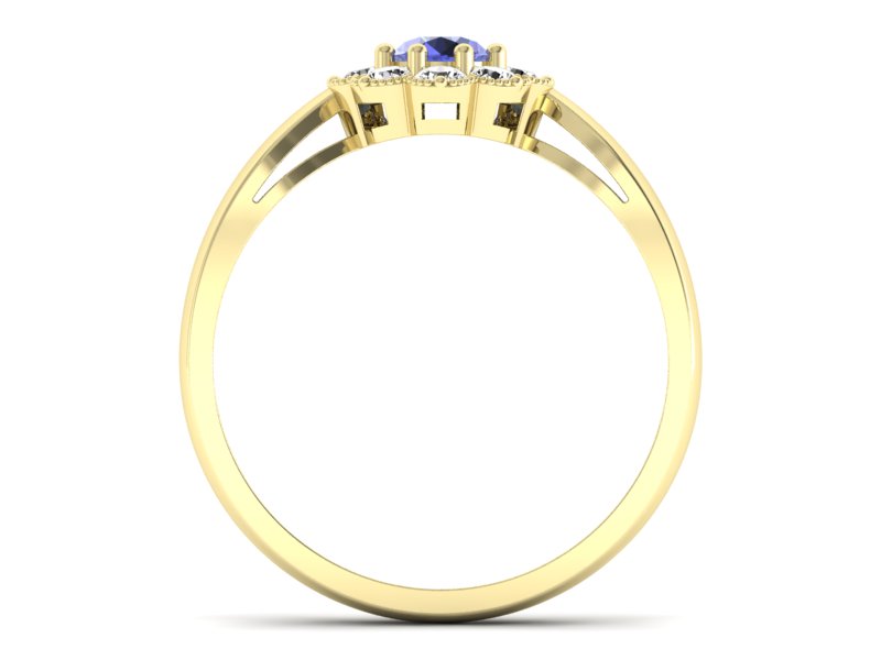 Pierścionek zaręczynowy z tanzanitem i brylantami - p16478zt — zdjęcie 2