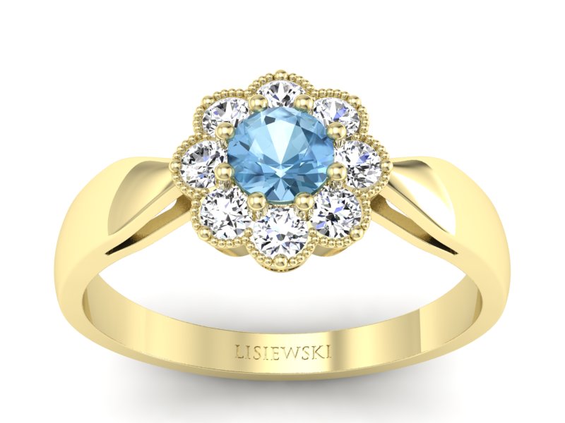 Złoty pierścionek z topazem i brylantami - p16478ztp