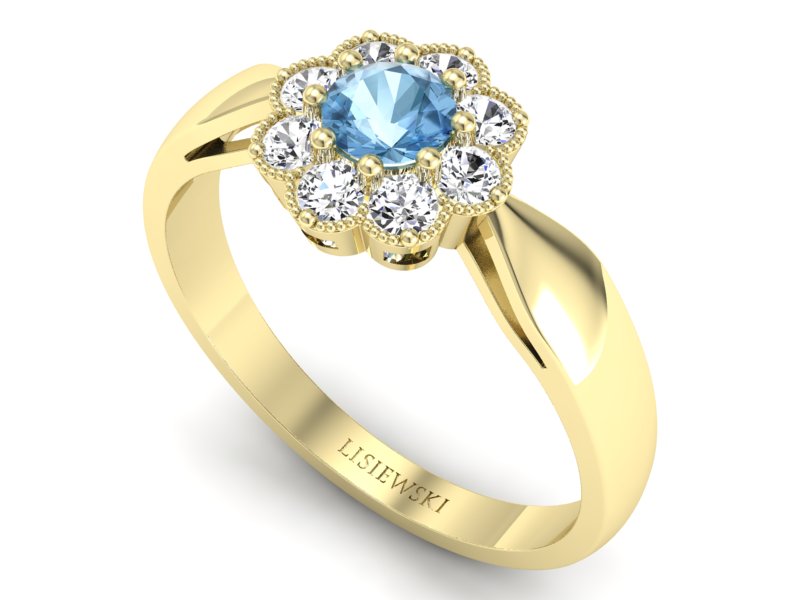 Złoty pierścionek z topazem i brylantami - p16478ztp — zdjęcie 3