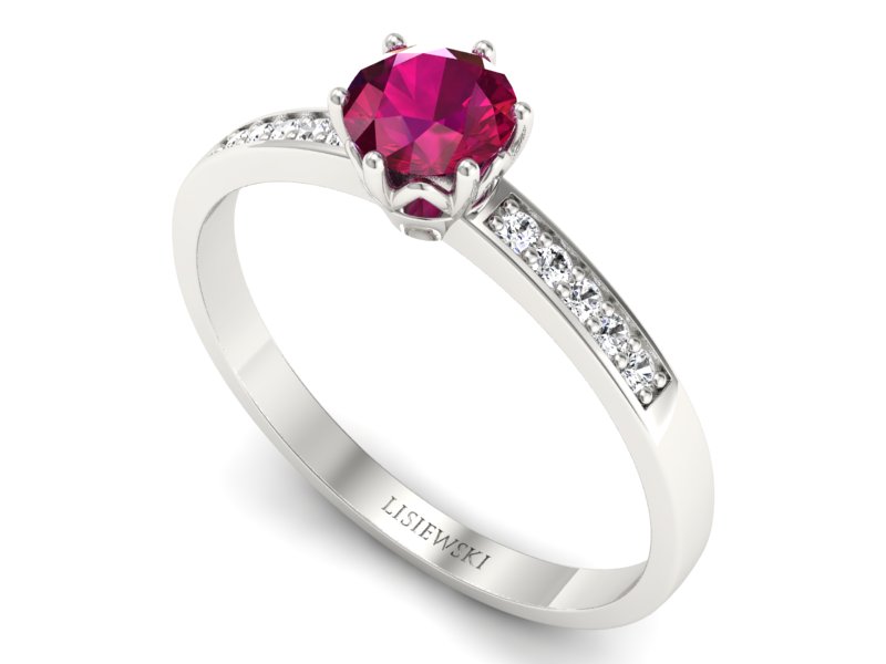 Pierścionek z rubinem i brylantami białe złoto - p16479br — zdjęcie 3