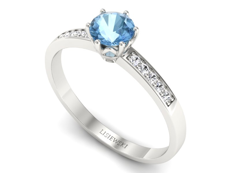 Pierścionek z topazem i brylantami białe złoto - p16479btp — zdjęcie 3