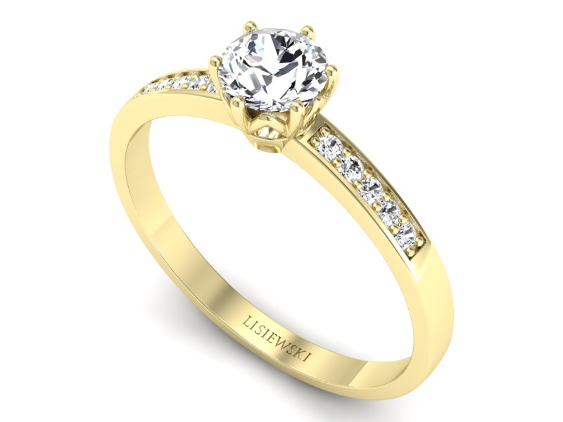 Złoty pierścionek z brylantami żółte złoto - p16479z — zdjęcie 3