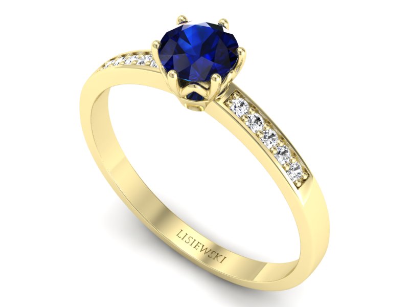 Pierścionek z szafirem i brylantami - p16479zsz — zdjęcie 3