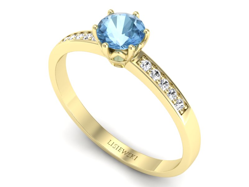 Złoty pierścionek z topazem i brylantami - p16479ztp — zdjęcie 3