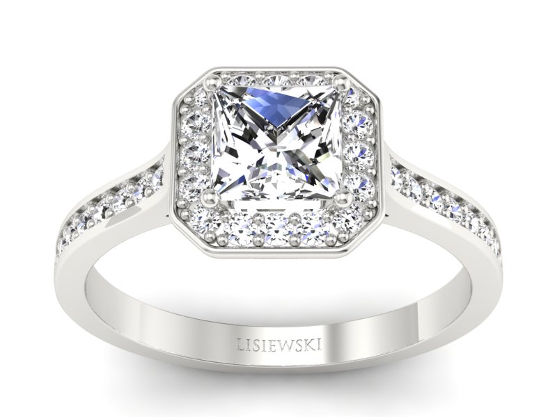 Złoty pierścionek z diamentami białe złoto - p16480b