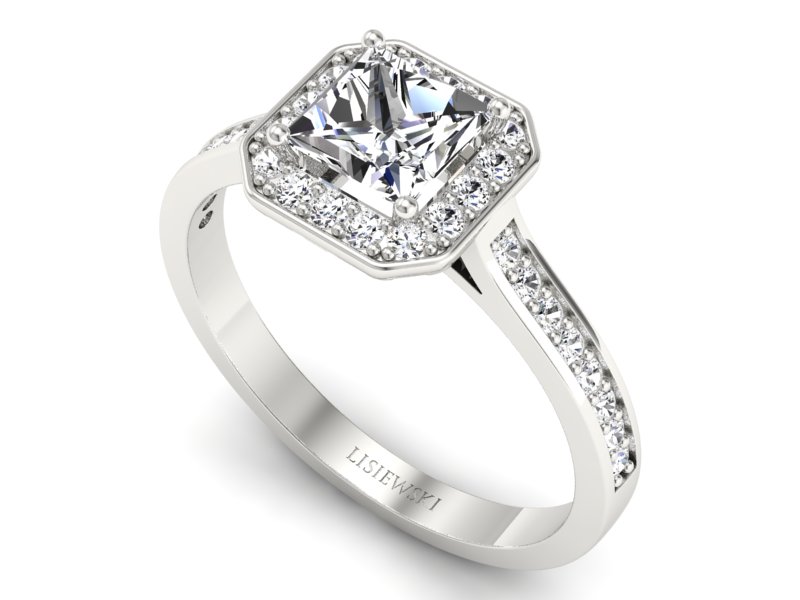 Złoty pierścionek z diamentami białe złoto - p16480b — zdjęcie 3