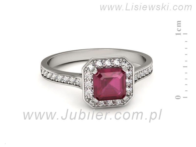 Pierścionek z rubinem i brylantami białe złoto - p16480br — zdjęcie 5