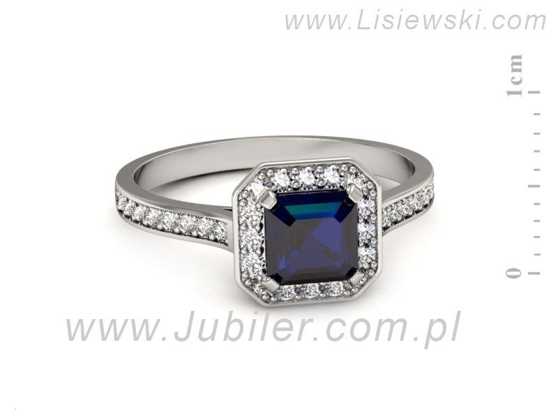 Pierścionek z szafirem i brylantami białe złoto - p16480bsz — zdjęcie 5