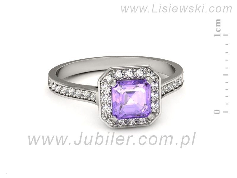 Pierścionek z tanzanitem białe złoto i brylantami - p16480bt — zdjęcie 5