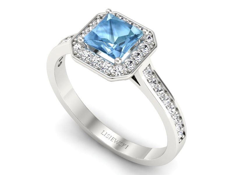 Pierścionek z topazem i brylantami białe złoto - p16480btp — zdjęcie 3