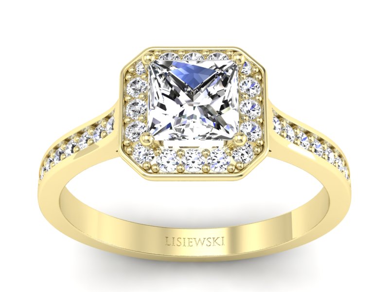 Złoty pierścionek z diamentami żółte złoto - p16480z