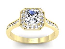 Złoty Pierścionek z diamentami żółte złoto 585 - p16480z