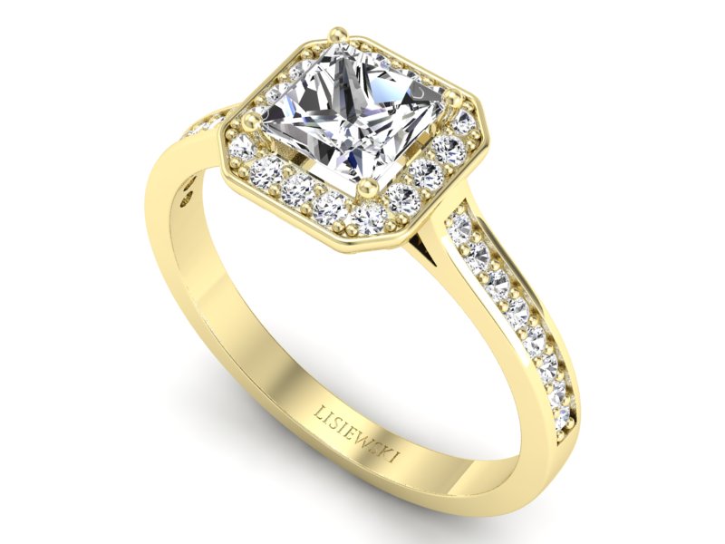 Złoty pierścionek z diamentami żółte złoto - p16480z — zdjęcie 3