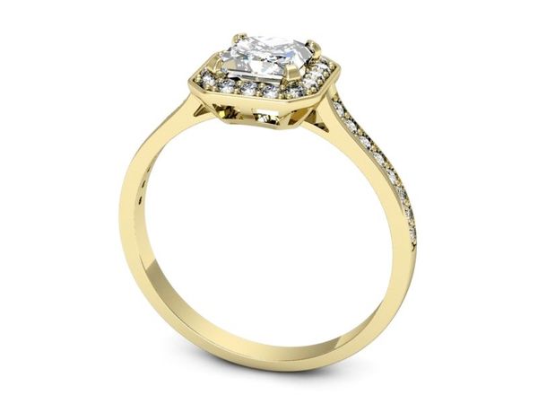 Złoty Pierścionek z diamentami żółte złoto 585 - p16480z