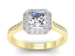 Pierścionek z diamentami białe i żółte złoto - p16480zb