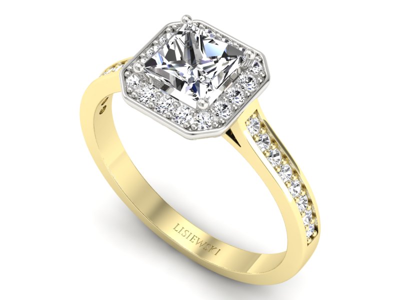 Pierścionek z diamentami białe i żółte złoto - p16480zb — zdjęcie 3