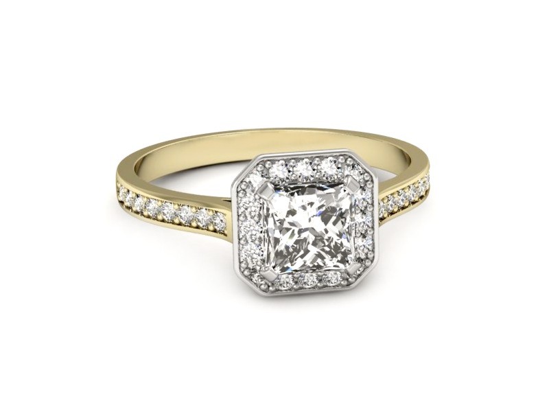 Pierścionek z diamentami białe i żółte złoto - p16480zb — zdjęcie 5