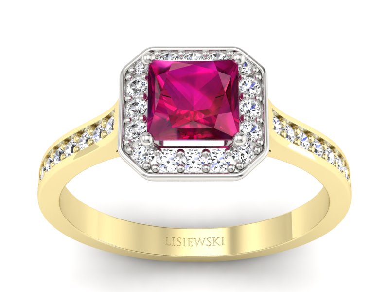 Pierścionek z rubinem i diamentami - p16480zbr