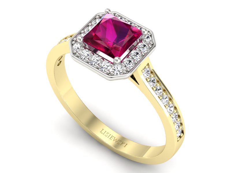 Pierścionek z rubinem i diamentami - p16480zbr — zdjęcie 3