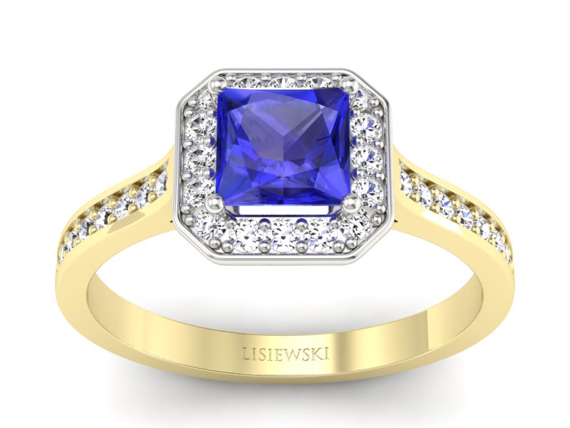 Pierścionek z szafirem i diamentami - p16480zbszc