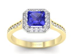 Pierścionek z szafirem i diamentami - p16480zbszc
