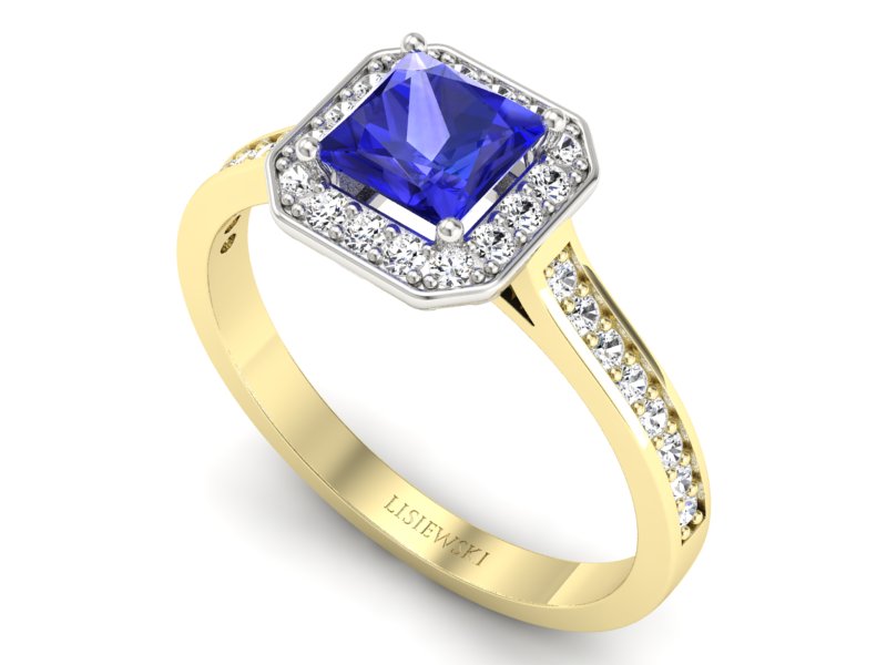 Pierścionek z szafirem i diamentami - p16480zbszc — zdjęcie 3