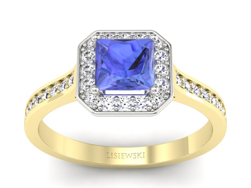 Pierścionek z tanzanitem i brylantami - p16480zbt