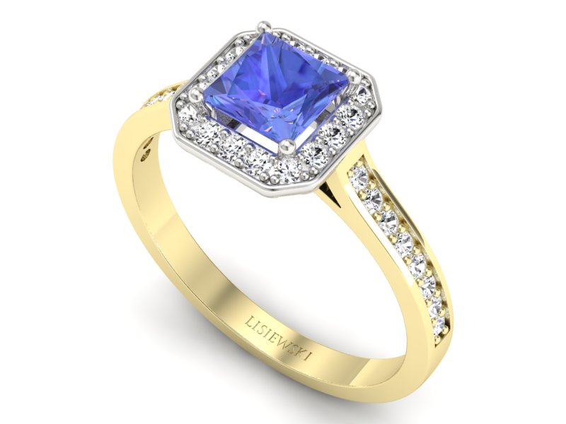 Pierścionek z tanzanitem i brylantami - p16480zbt — zdjęcie 3