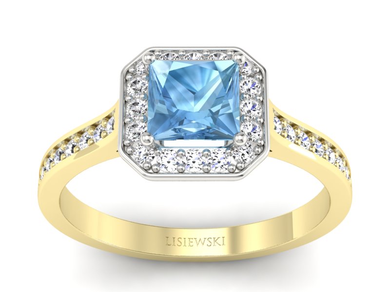 Pierścionek z topazem i brylantami - p16480zbtp