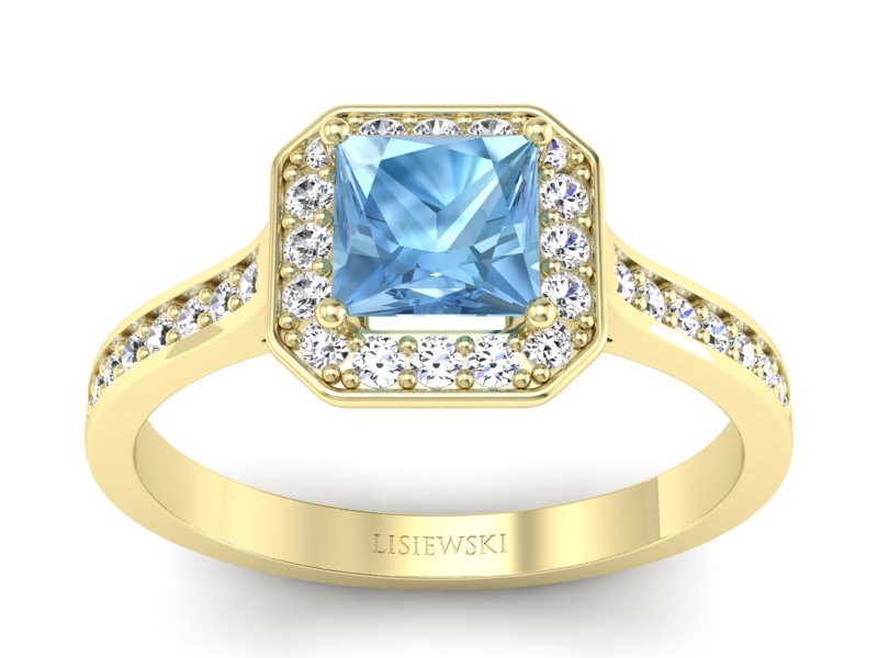 Złoty pierścionek z topazem i brylantami - p16480ztp